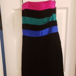 Victor Costa Blk velvet strapless dress